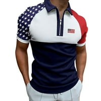 Golf majice za muškarce Muški mišić isključuju ovratnik američka zastava Print Patriotske košulje Slim