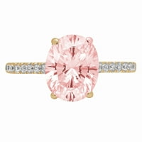2.21ct ovalni rez ružičasti simulirani dijamant 18K žuti zlatni graviranje izjava bridalna godišnjica