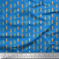 Soimoi Blue Rayon Crepe Tkaninski perje Plemal Print tkanina od dvorišta