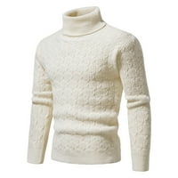 Uorcsa dnevno pulover Puno čvrstog ovratnika Zimske dugih rukava mašnjak muški džemperi bijeli