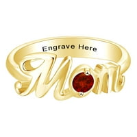 Majčin dan Jewelry Pokloni personalizirani okrugli simulirani Garnet MOM Obećani prsten za obećanje