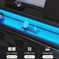 KRAL LED krevet s elektroenergetskim otvorima i USB portorima i odvaga, modernog Fau kožnog tapeciranog