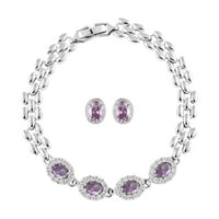 Trgovina LC Purple Bijela kubična cirkonija CZ OVAL silvertni naušnice narukvica za žene Nakit Pokloni