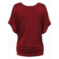 Ženske vrhove Crew Crw Crt Solid bluza Ležerne prilike za ženu Majice Dužina Ljeto crvena 4xl