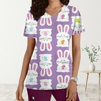 ECQKame Easter Wopbovi vrhovi Uskršnja jaja zečje od tiskane radne uniforme bluza majica casual majica