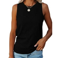 RBAOFUJIE Bluze za žene modni ženski ljetni okrugli vrat bez rukava bez rukava TOP bluza crna stavka