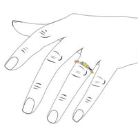 Žuta safir sa bočnim dijamantima tri kamenog bambusovog prstena 0. CTTW 14K Rose Gold.Size 4.5