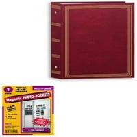 Pakovanje: pionir 1pc.- 3-prsten džep burgundy album za fotografije 4 x6 -Plus 1- frižider magnet