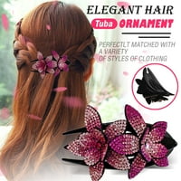 Rhinestone dvostruka cvjetna kopča, fleksibilni izdržljivi biseri dizajn žena za kosu za kosu klip brettes