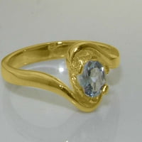 Britanci napravili real 10k žuti zlatni prirodni akvamarinski ženski Obećani prsten - Opcije veličine