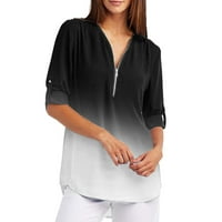 Ženske ljetne majice Taotaoxi Zip Ležerne prilike tunike V-izrez za bluzu V-majica MAJICA Ljetna odjeća