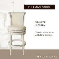 Maven Lane Pullman Drvena okretna kuhinja Bar stolica, bijeli hrast