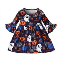 Cuoff Gothic Crne haljine za žene Goth Halloween Toddler Kids Baby Girls Print princeze odijelo Plave