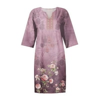 Strugten Ženski ljetni vintage cvjetni print V-izrez Half haljine haljine haljine za žene