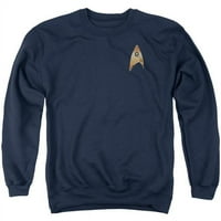Trevco CBS2560-AS- Star Trek Discovery & Operations Značka za odrasle - Odrasla Crewneck Duks, mornarsko