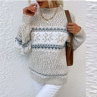 Ženski džemper vrhovi jesen zimski dugi rukav poprečno orez labav ležerni prugasti džemper pleteni bluza