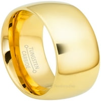 Dome Tungsten Vjenčani opseg - Polirani finišnik Žuti pozlaćeni Comfort Fit Tungsten karbidni prsten
