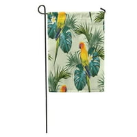 Šareni tropski prekrasan cvjetni ljetni uzorak Pamlan palmi napušta Plumeria Green Bird Garden zastava