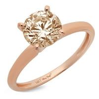 2. CT sjajan okrugli rez Clear Simulirani dijamant 18K ružičasti zlatni pasijans prsten sz 7.75