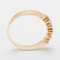 Britanci napravio je 9k ružičasti zlatni prirodni smaragdni i dijamantni ženski prsten - veličine opcije