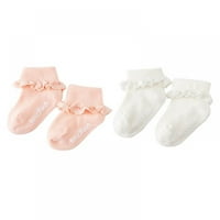 TODDLER NOVOBER BABY Girl Socks čipke ruffle trim antiskidne dječje čarape Pokloni za 0- godina Little