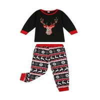 Izhanske božićne porodice podudaranje pidžama set za odrasle dječje dječje jelene tiskane vrhove + hlače