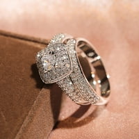 Prsten za žene Set Par Princess Square Diamond Set Fashion Luksuzni angažman za vjenčanje Ženski prsten