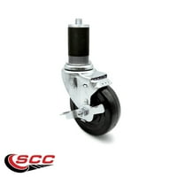 Tvrdi gumeni okretni stroj kotač W 4 1,25 crni kotač i 1-1 2 Stamp & Top Locking kočnica - LBS kapacitet