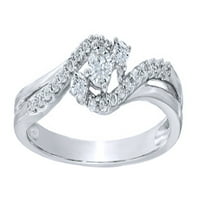 Bijeli prirodni dijamantski zaobilazi Obećaj prsten u 10k bijelo zlato