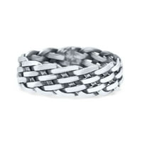 Pleted zaobljeni tkanje čvora inovativni oksidirani prsten vezan sterling srebrna veličina 9