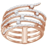 14k ruža zlato 0. CTTW okrugli rezan bijeli prirodni dijamantni spiralni modni prsten za žene sa veličinom