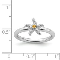 Sterling srebrne boje izraze citrinske zvijezde zvona Veličina: 8; za odrasle i tinejdžere; Za žene