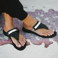 Ženske cipele Dame Modni zmijski kožni površinski ljetni okrugli nožni ravni sandalama i papuče crna