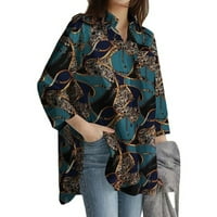 Amousa ženska ležerna modna modna tiskana jednokradna rever uboda majice dugih rukava majice za žene