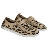 Oucaili Žene Ležerne cipele Leopard Ispis Slip na tenisima Striped Mesh Loafers Sportska šetnja CAMEL