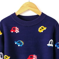 Toddler Boys Girls Crtani automobili Ispisuje džemper s dugim rukavima topli pleteni pleteni pleteni