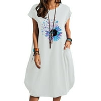 Proljetne haljine za žene Geometrijska haljina s dugim rukavima modna casual v rect gumb na plaži haljina