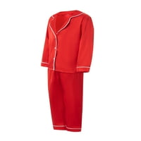 Božićne pidžame za obitelj, crveno satenski svileni gumb Prednja odjeća za spavanje roditeljskog djeteta