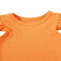 Canrulo Toddler Kids Baby Girls Odjeća Majica vrhovi hlače Hlače ljetne odjeće Narančasta 4 godine