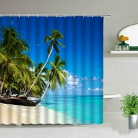 Sunčeva Ocean Beach Peather Scenografija Tuš za zavjese kokosovo drvo na moru surf tablice kopče zaslon