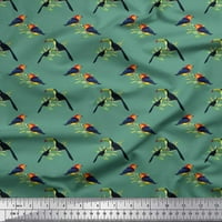 Soimoi Zeleni pamučni drebovi tkanine, American Robin & Toucan Bird Print tkanina od dvorišta široko
