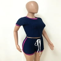 Akmipoem Croopty Short Sets Bodycon Striped teretana odjeća Womens Plus