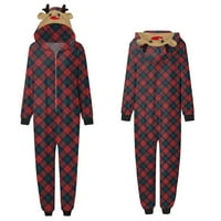 Uorcsa Cute Home Hoodyd Božićni topli kombinuit Print Mom Pijamas Roditelj-Dječja odjeća Crvena