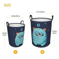 Košarica za pranje rublja, Cartoon Slatko Monster uzorak Sklopivo rublje koči sa ručkama vodootporan,
