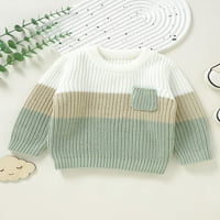 Toddler Fall Dukseire Odeća za dječake 1T 2T 3T Djeca s dugim rukavima Kontrastni pleteni puloveri vrhovi