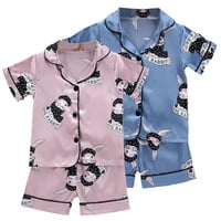 Dječja djeca Dječja dječja dječaka Satin Bunny Ljeto pidžama Postavite bluzu s kratkim rukavima + kratke