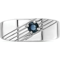Sterling Silver Rhodium-tamno plavi safirni novčani min muških prstena - JBSP