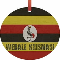 Uganda Zastava - Webale Krismasi Viseći okrugli oblični ukras - - Odmor Božić - TM - Made u SAD-u