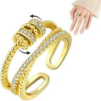 Anti anksiozni prsten sa zrncima za djevojake Kvalitetni bakreni ženski mjesečni prsten Podesivi prsten