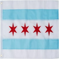 Chicago zastava FT izrađen u SAD - dvostrana zvezda vezom sa mesinganim grombotama - Grad Chicago Il
